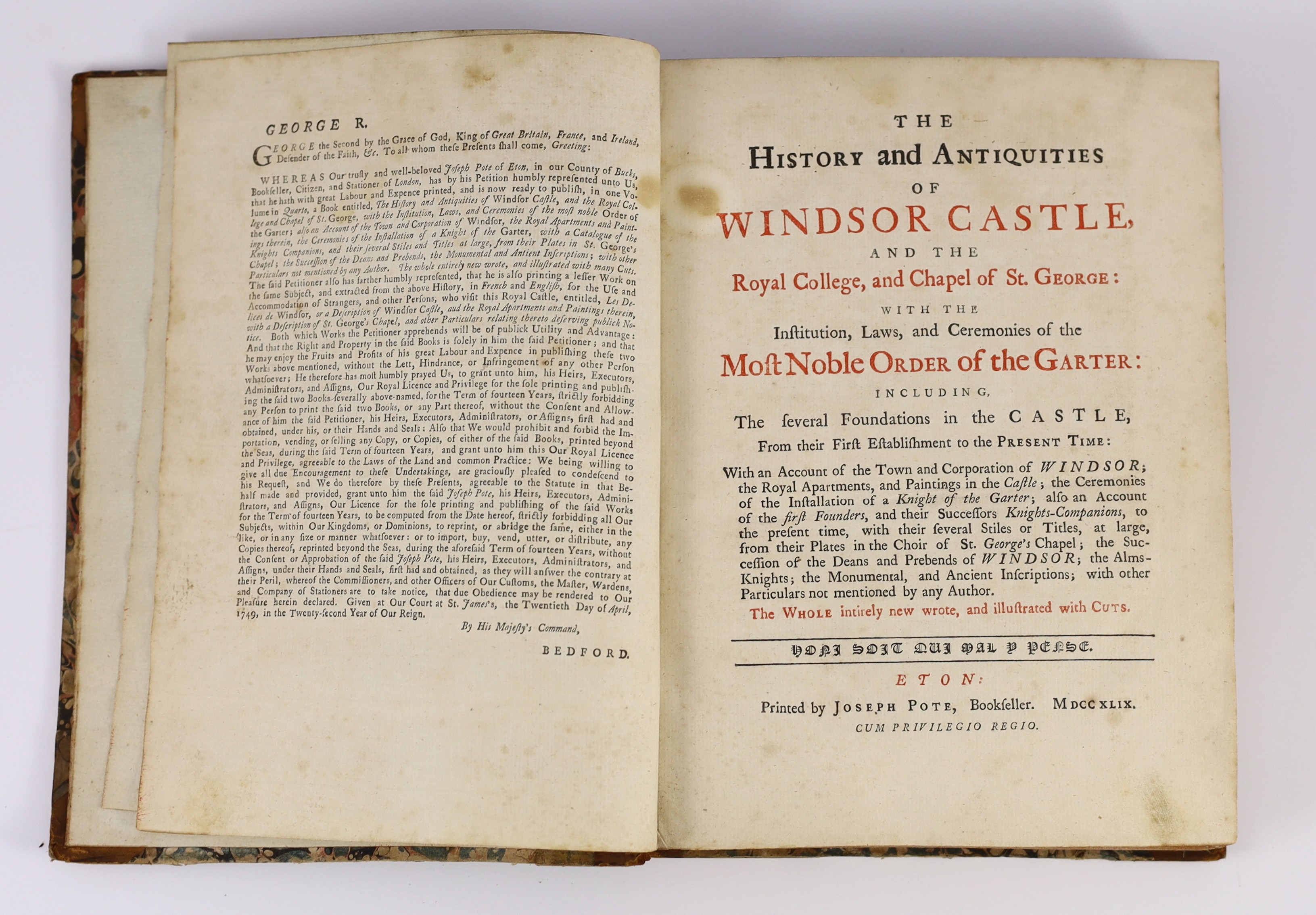 WINDSOR: (Pote, Joseph) - The History and Antiquities of Windsor Castle, and the Royal College, and Chapel of St. George; with the Institution, Laws and Ceremonies of the Most Noble Order of the Garter ... with an Accoun